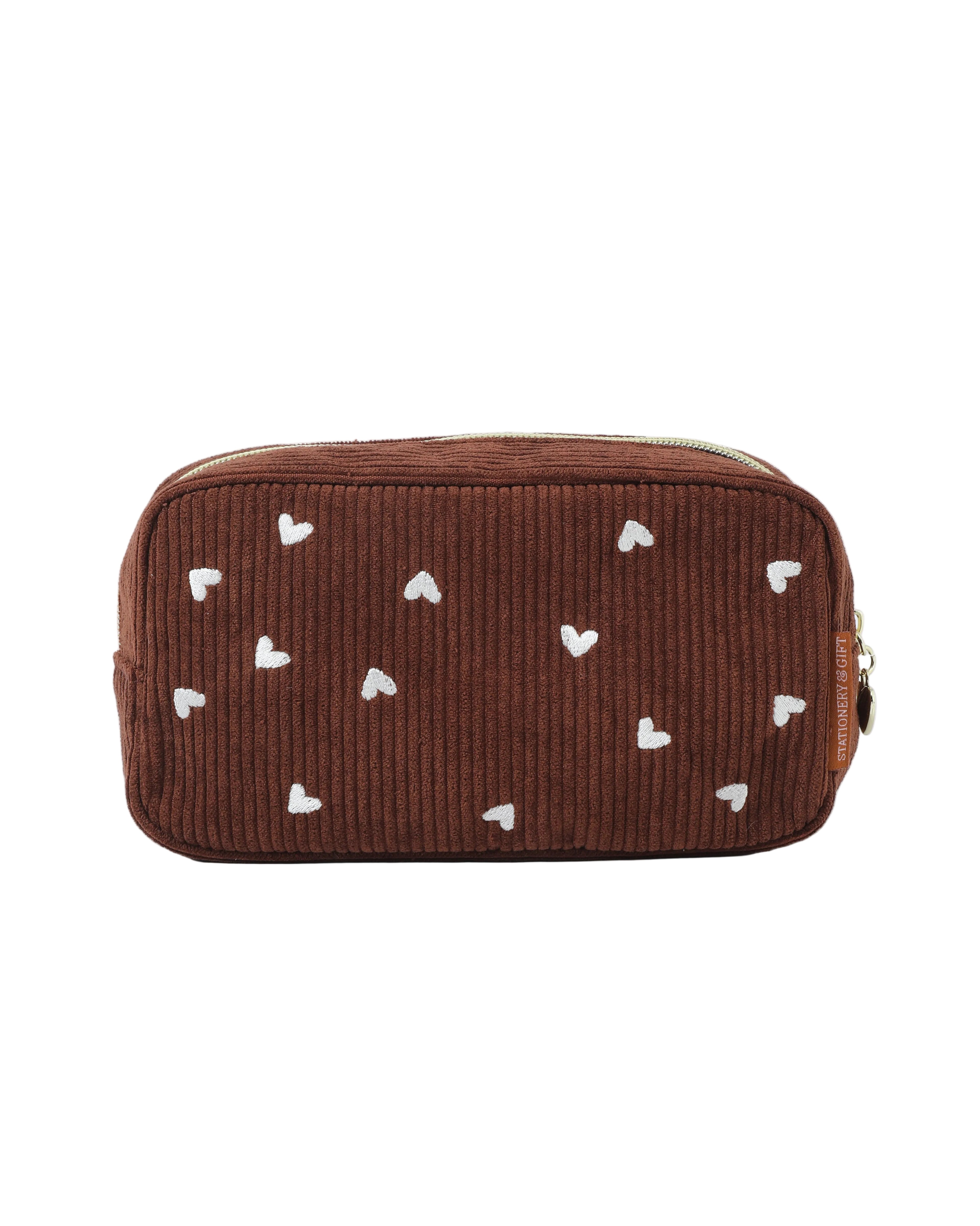 Etui Rib Chocolade Hartjes - Cosmetic Bag Chocolate Rib Hearts - Stationery & Gift