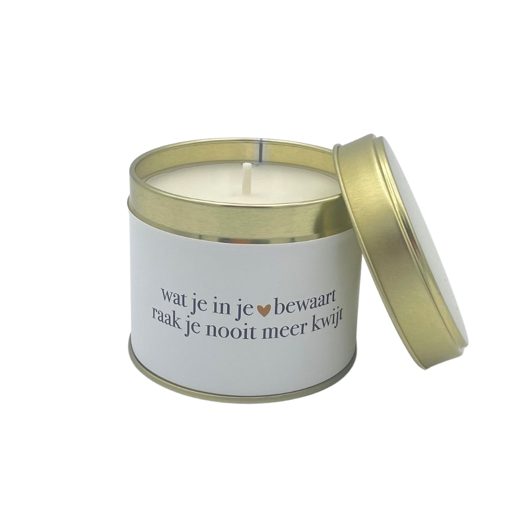 Geurkaars in blik | Wat je in je hart bewaart raak je nooit meer kwijt