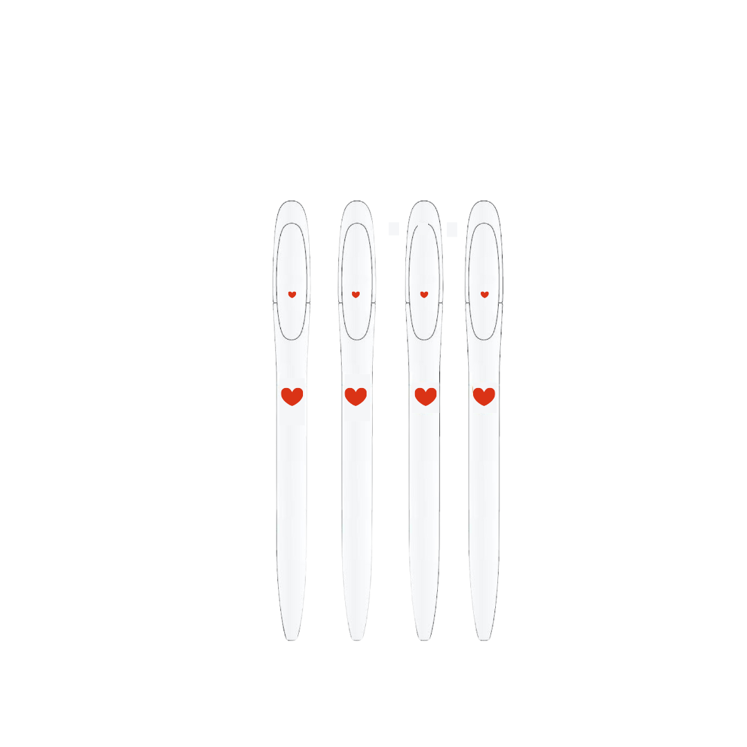Pen | Witte Pennenset met hartjes
