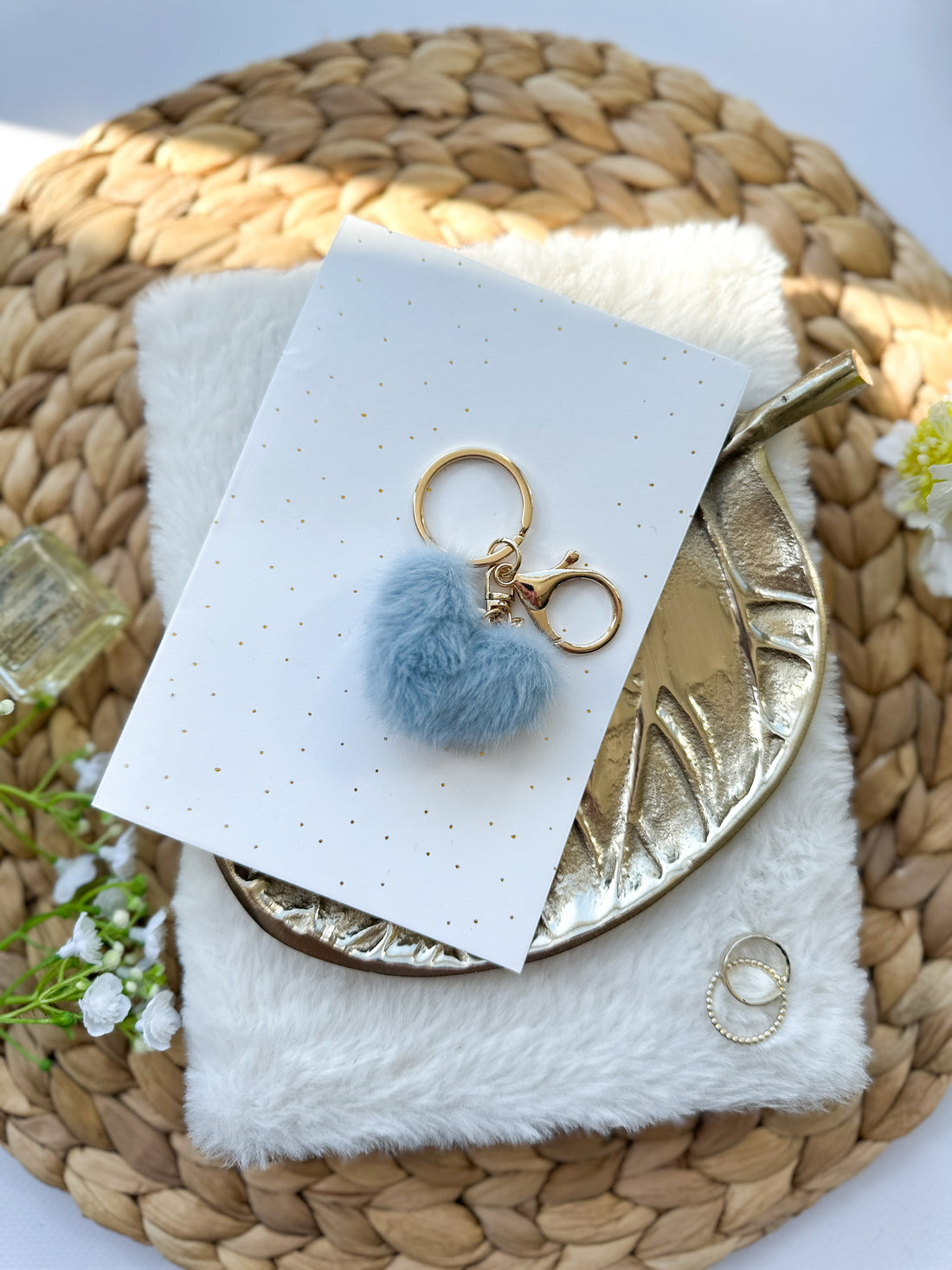 Sleutelhanger | Fluffy Hartje | Blauw