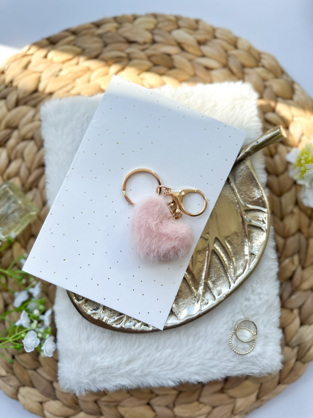 Sleutelhanger | Fluffy Hartje | Roze
