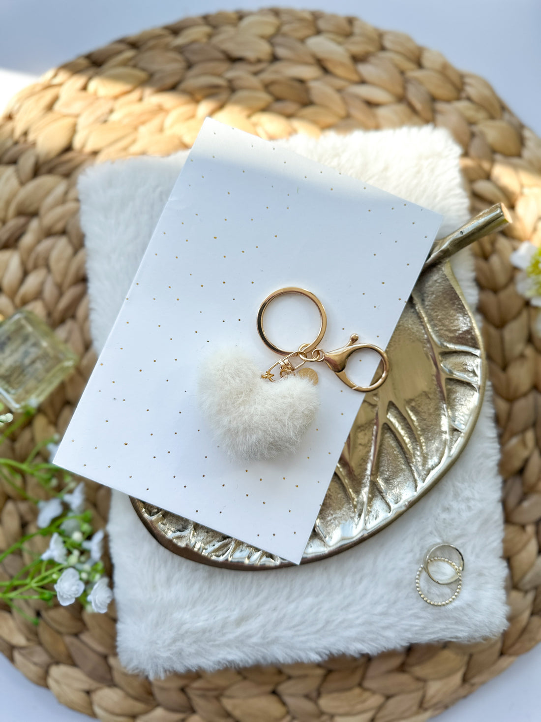 Sleutelhanger | Fluffy Hartje | Off White