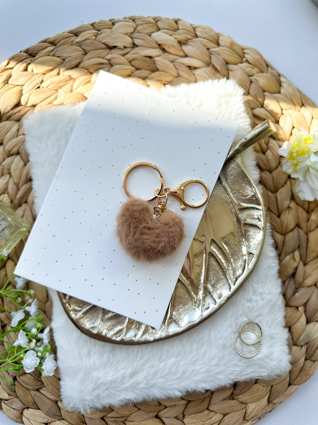 Sleutelhanger | Fluffy Hartje | Bruin