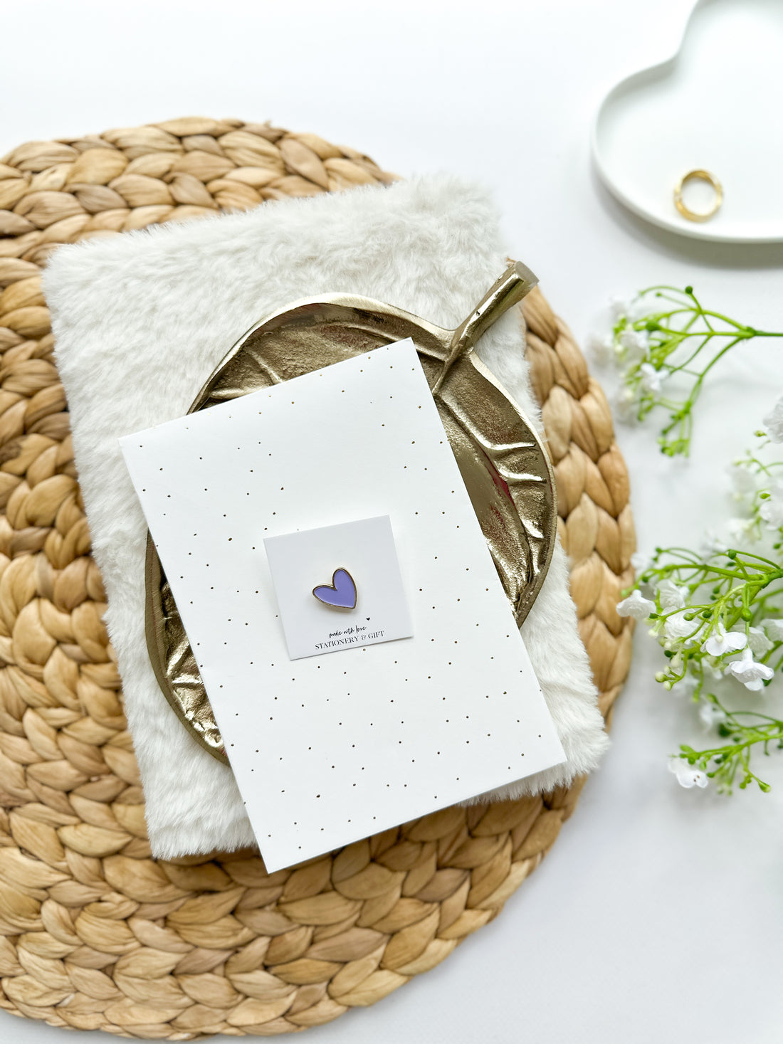 Pin | Mini hartje van goud | Lila