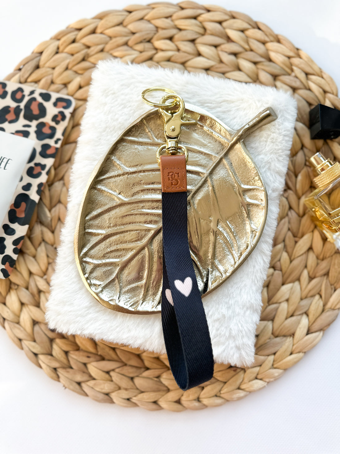 Keycord | Zwart & Beige Hartje