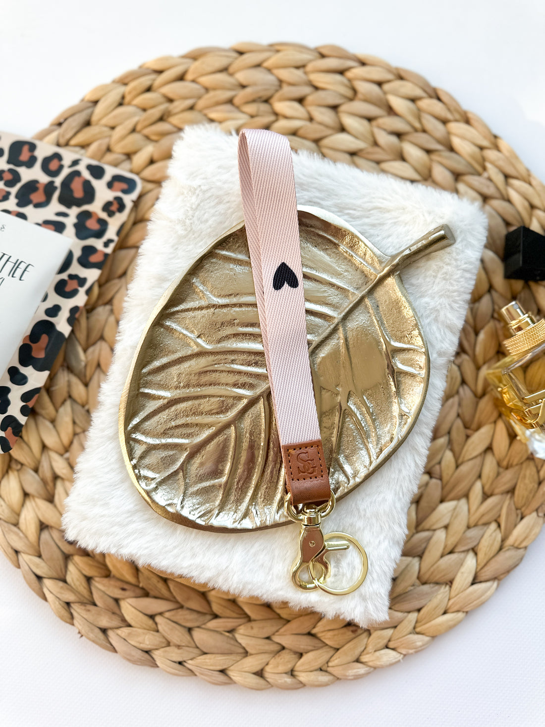 Keycord | Beige & Zwart Hartje