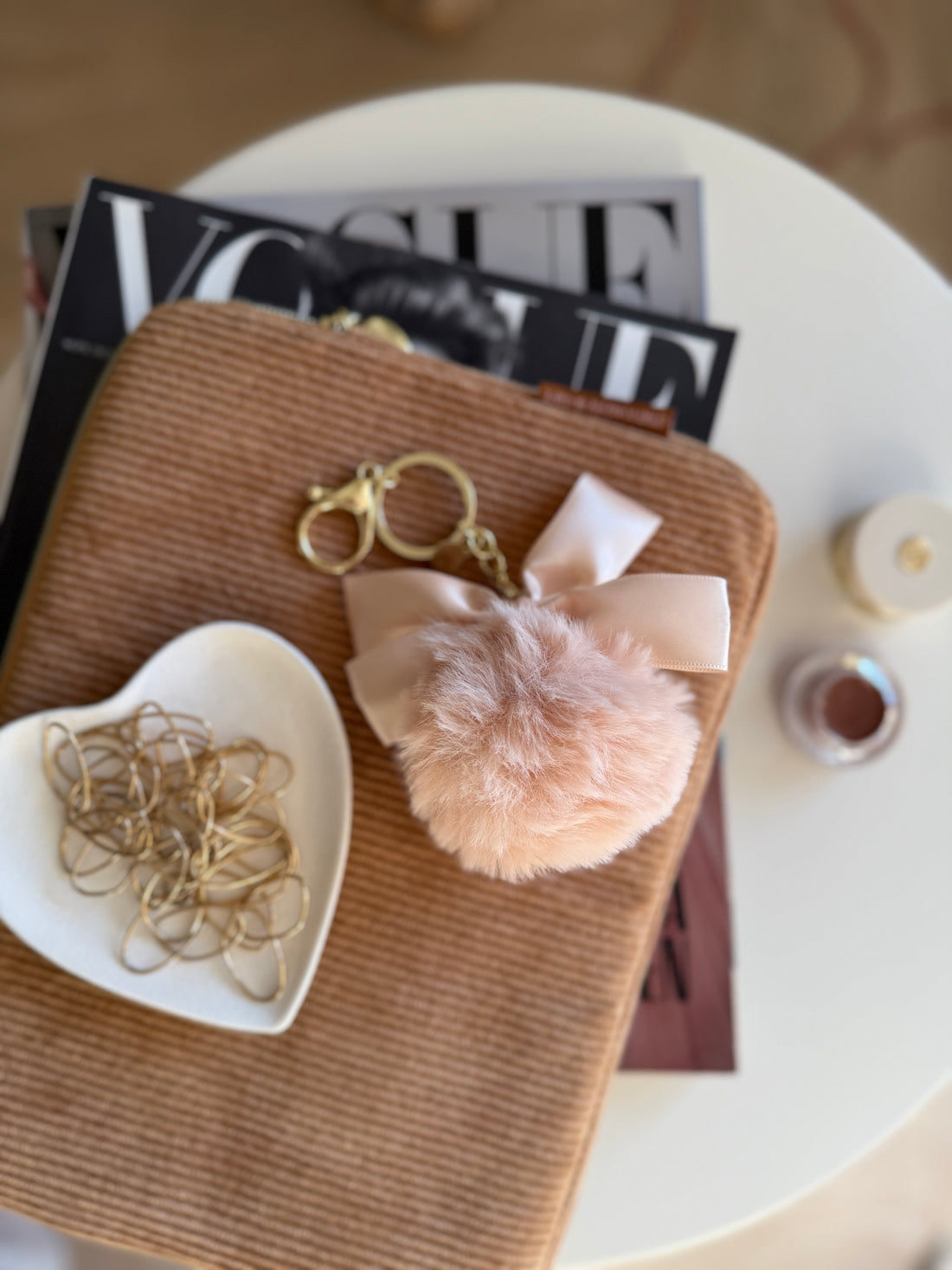 Sleutelhanger | Fluffy Bal & Strik Peach