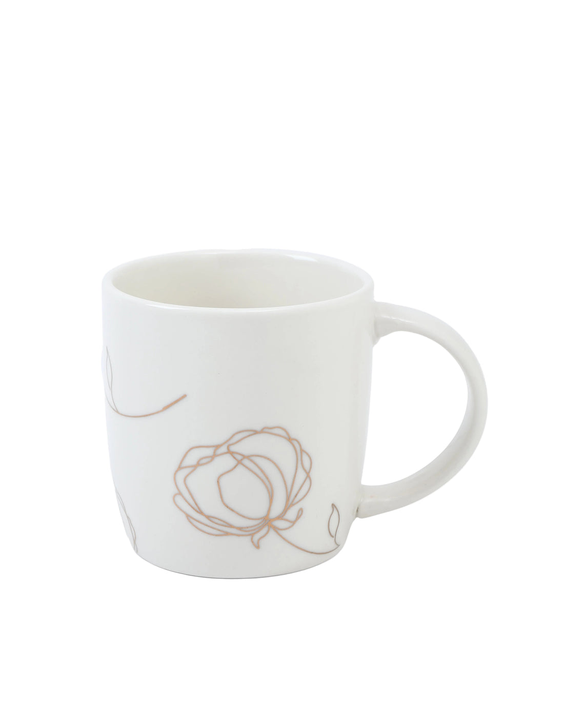Mok wit met goudfolie bloem pioen roos - Stationery & Gift