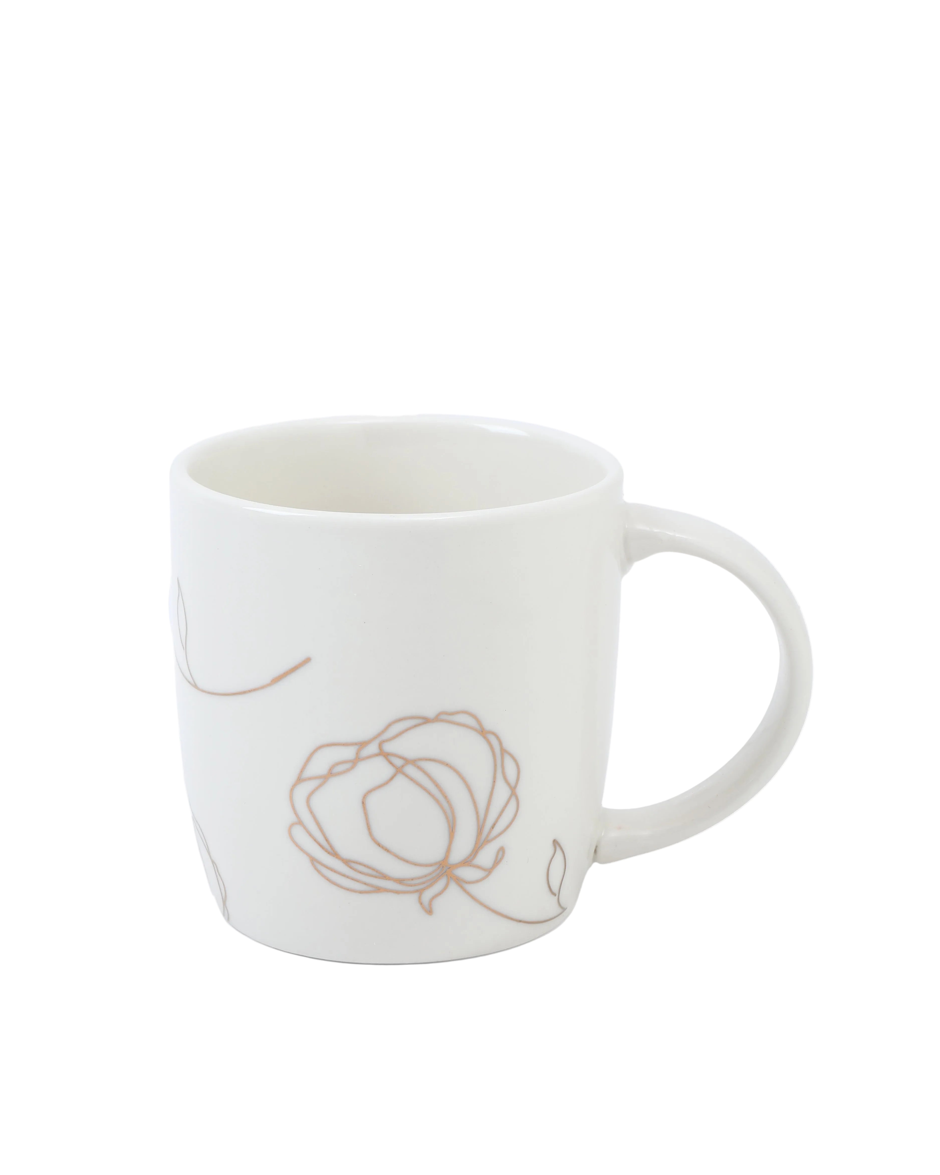 Mok wit met goudfolie bloem pioen roos - Stationery & Gift