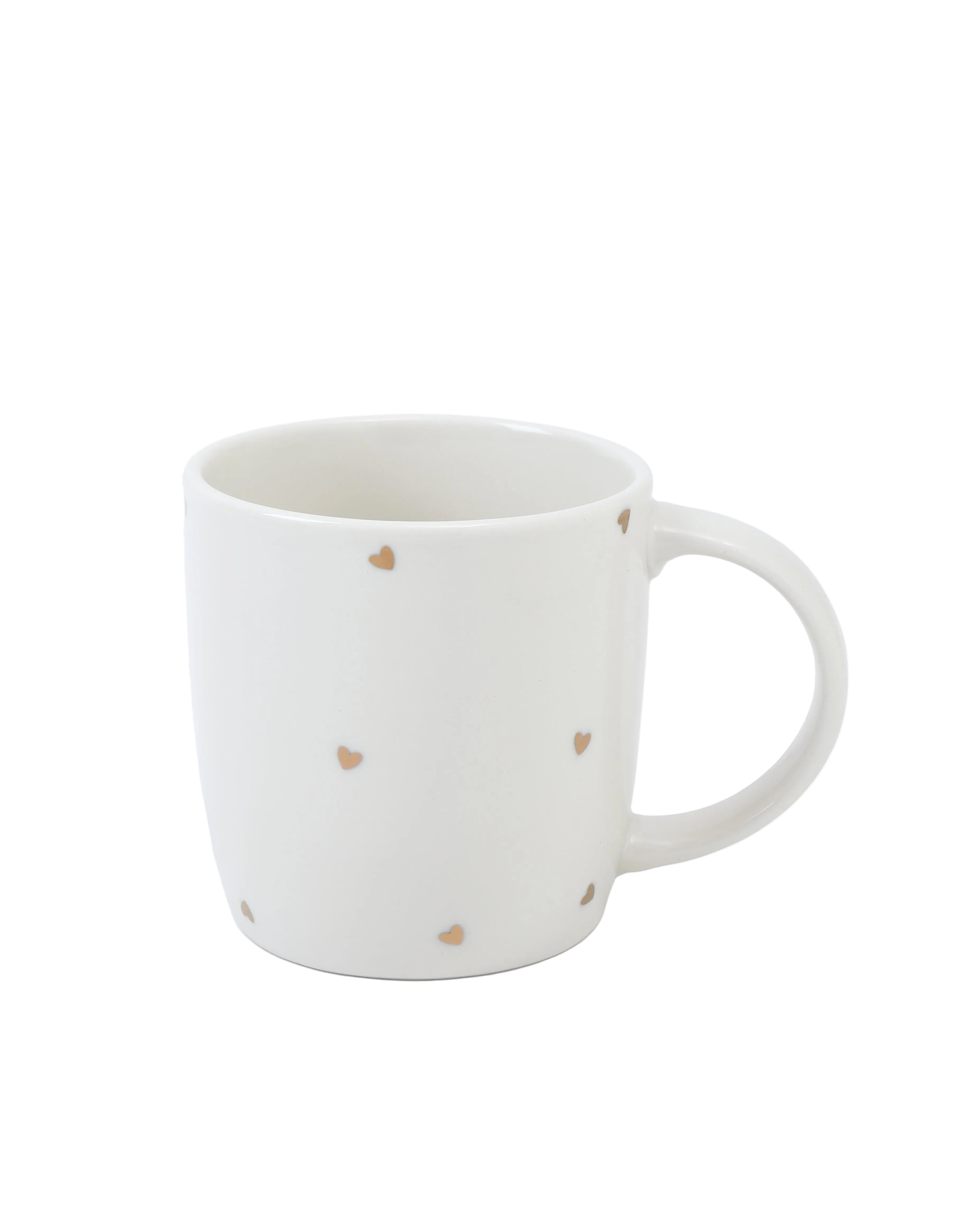 Mok wit met goudfolie hartjes - Stationery & Gift