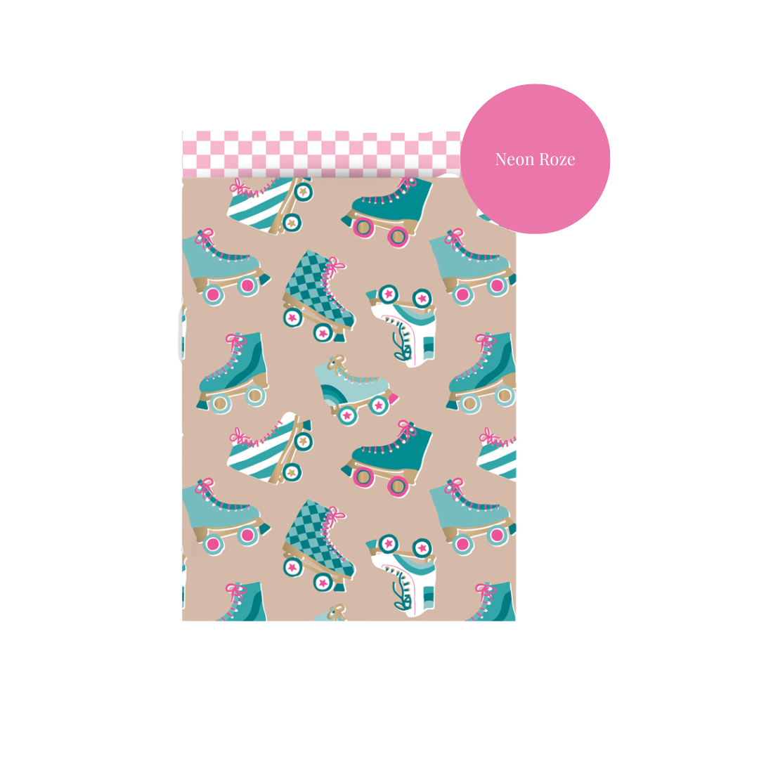 5 x Cadeauzakjes | Roller Skates Pink & Mint | Medium