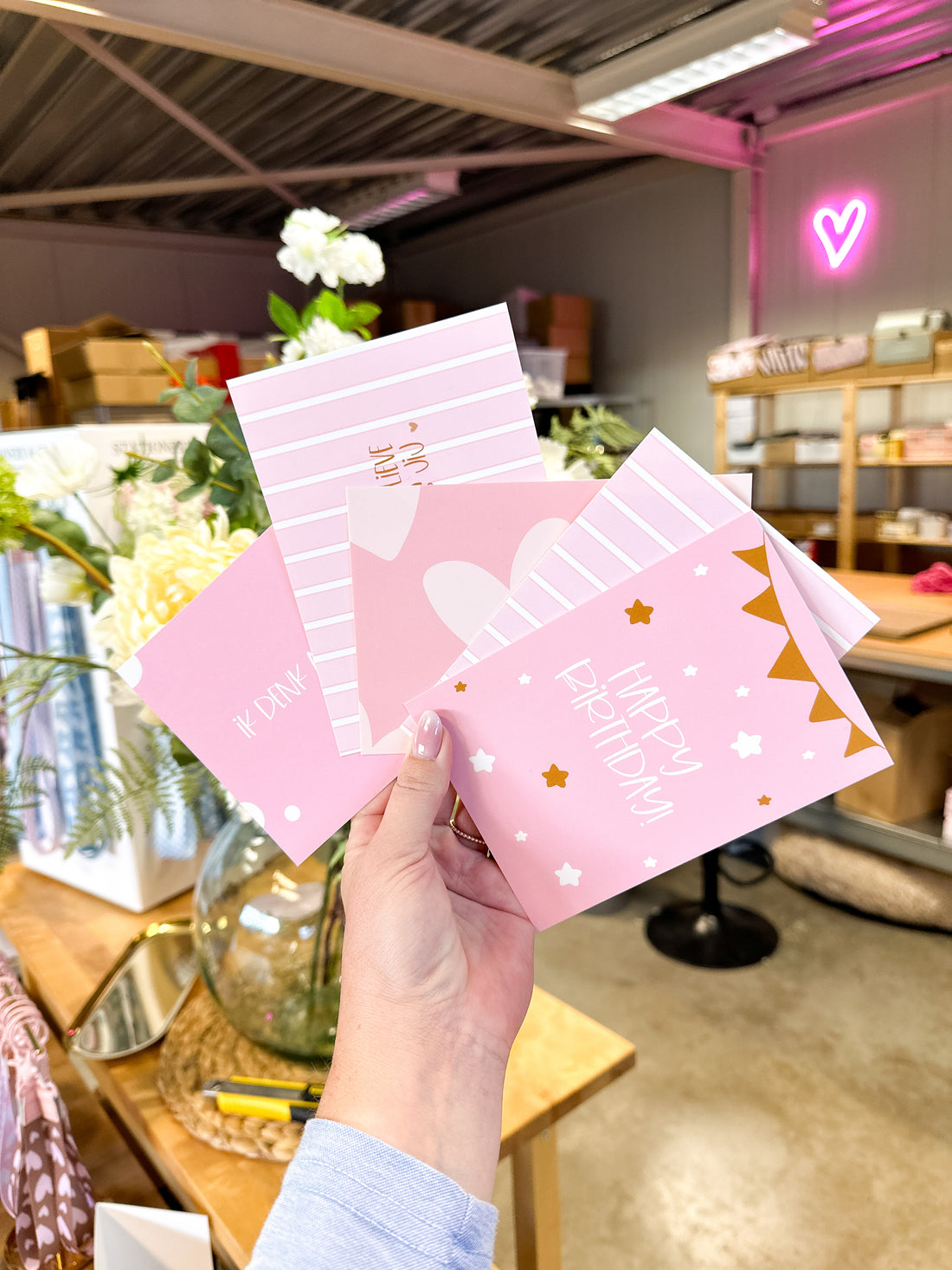 Actie | Wenskaarten set Roze