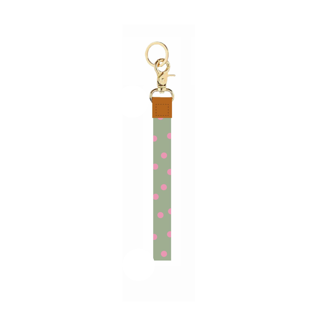 Keycord | Sage green & Pink Dots