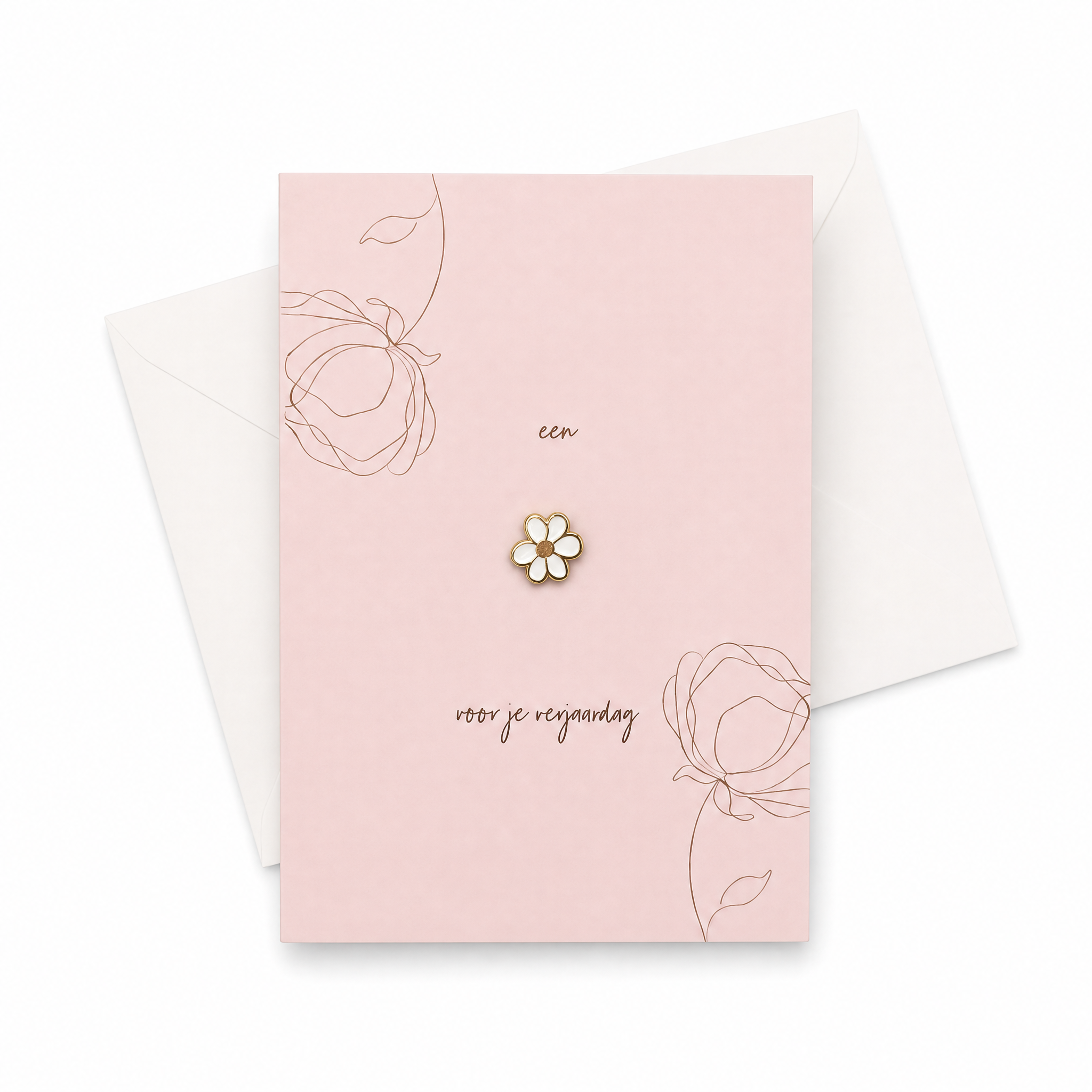 Wenskaart met Pin | Een bloemetje voor je verjaardag & Witte Daisy
