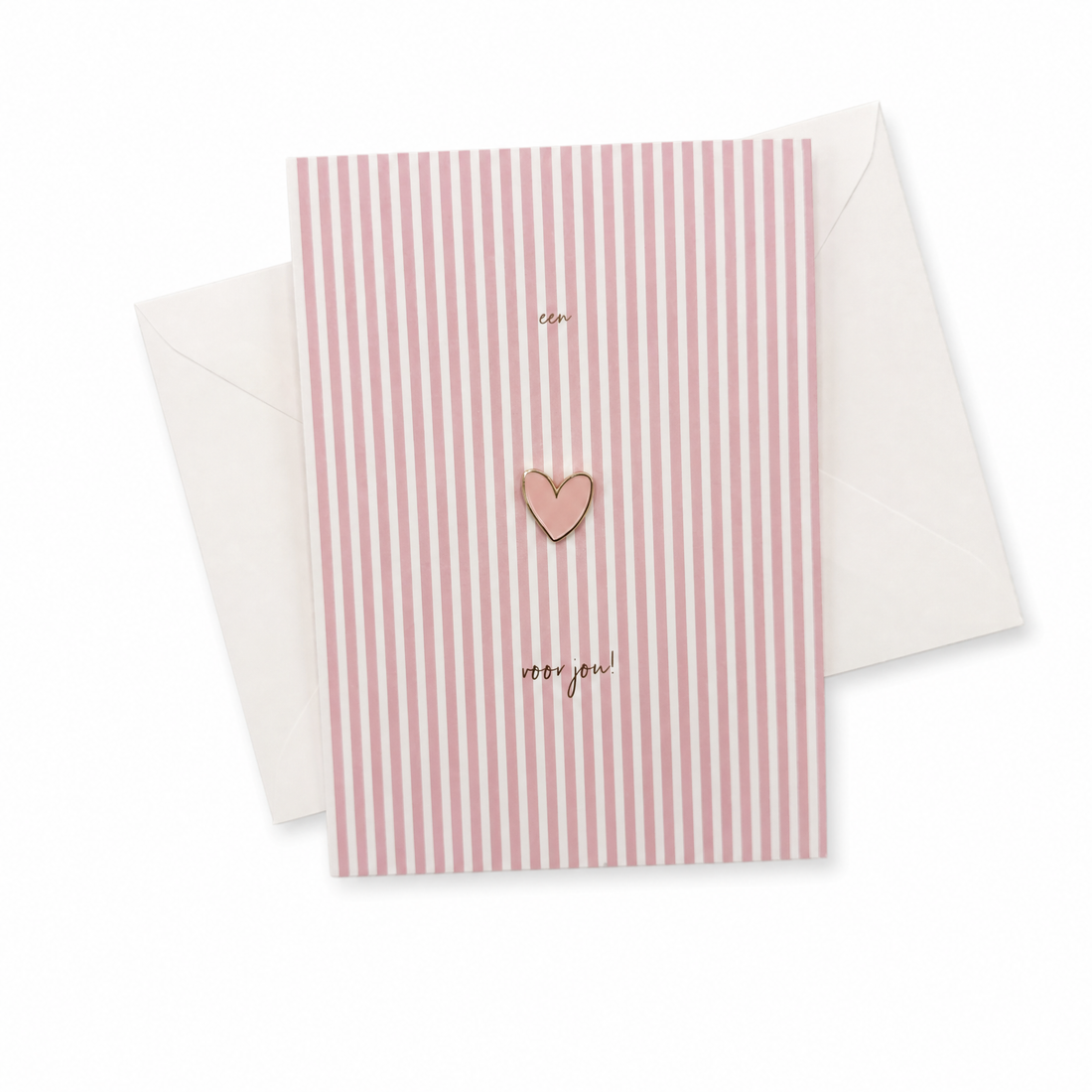 Wenskaart met Pin | Een hartje voor jou Roze Pin