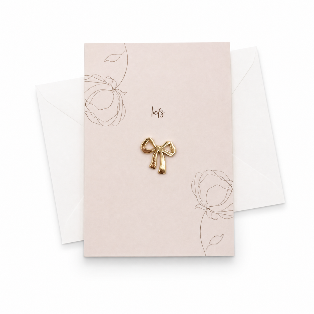 Wenskaart met Pin | Liefs met Strik