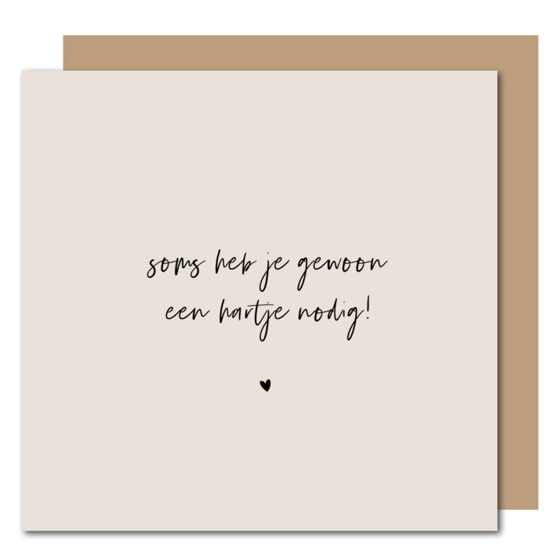 Dubbele kaart met kraft envelop| Soms heb je gewoon een hartje nodig