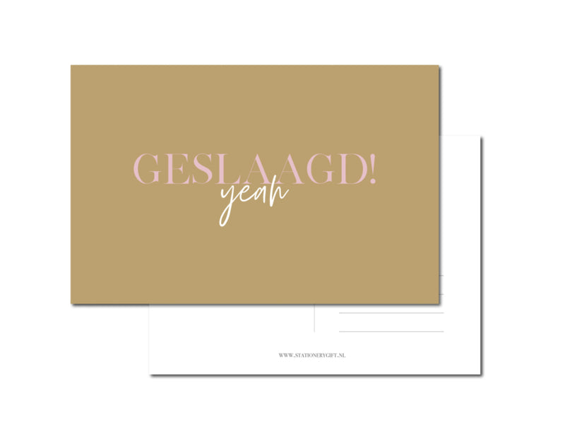Kaart | Geslaagd! Yeah! Brown-Pink