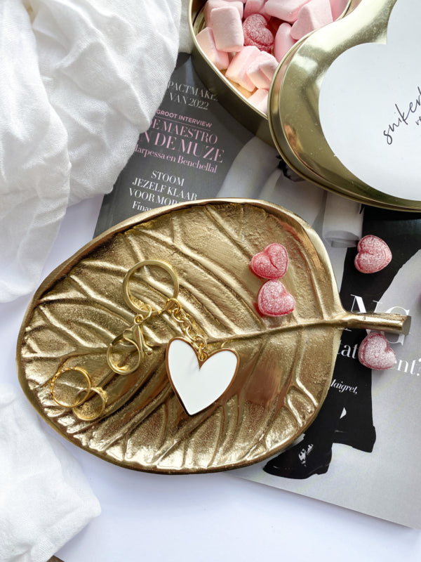 Sleutelhanger | Een hartje van goud | Wit