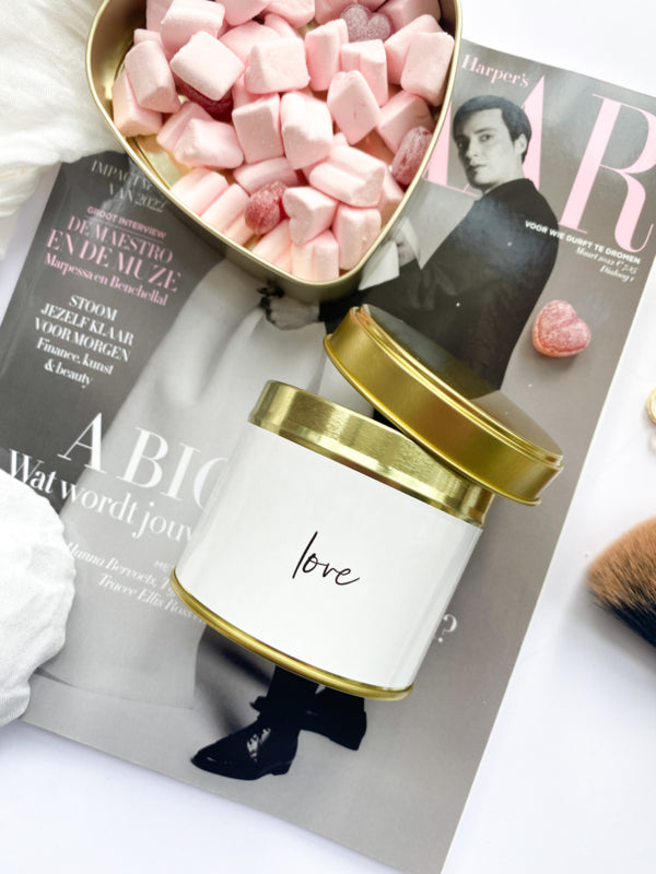 Geurkaars in blik | LOVE | Black & white