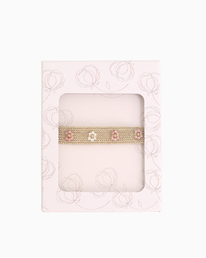 Armbandje | Gold Flower Pink
