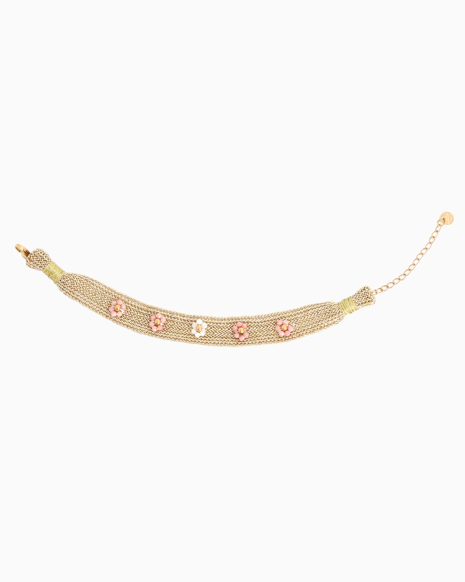 Armbandje | Gold Flower Pink