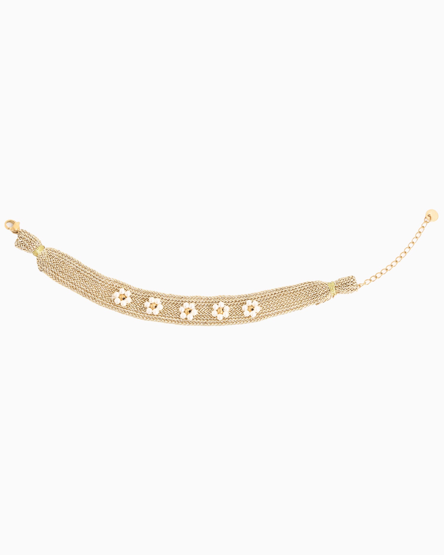 Armbandje | Gold Flower White
