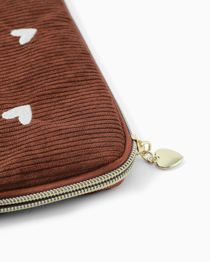 Ipad - Tablet Hoes | Chocolade Bruin Rib Hartjes