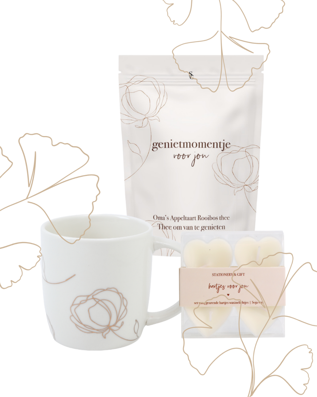 Moederdag cadeauset | Beige Pioen