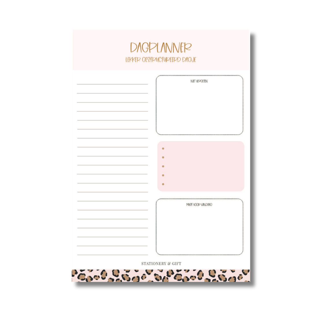 Dagplanner | Lekker gestructureerd dagje | Roze