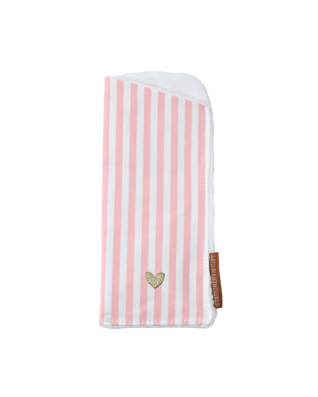 Brillenhoesje Roze Pink Stripe streep Goud Hartje - Stationery & Gift