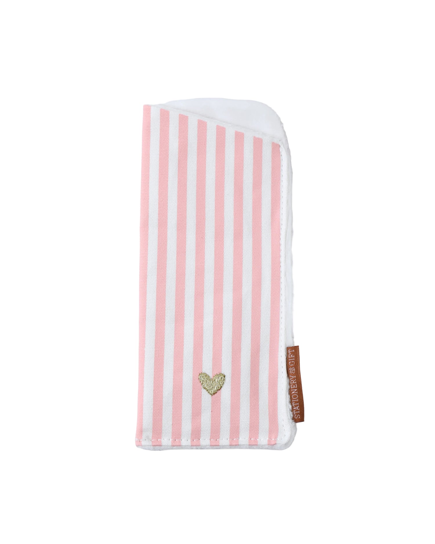 Brillenhoesje Roze Pink Stripe streep Goud Hartje - Stationery &amp; Gift 
