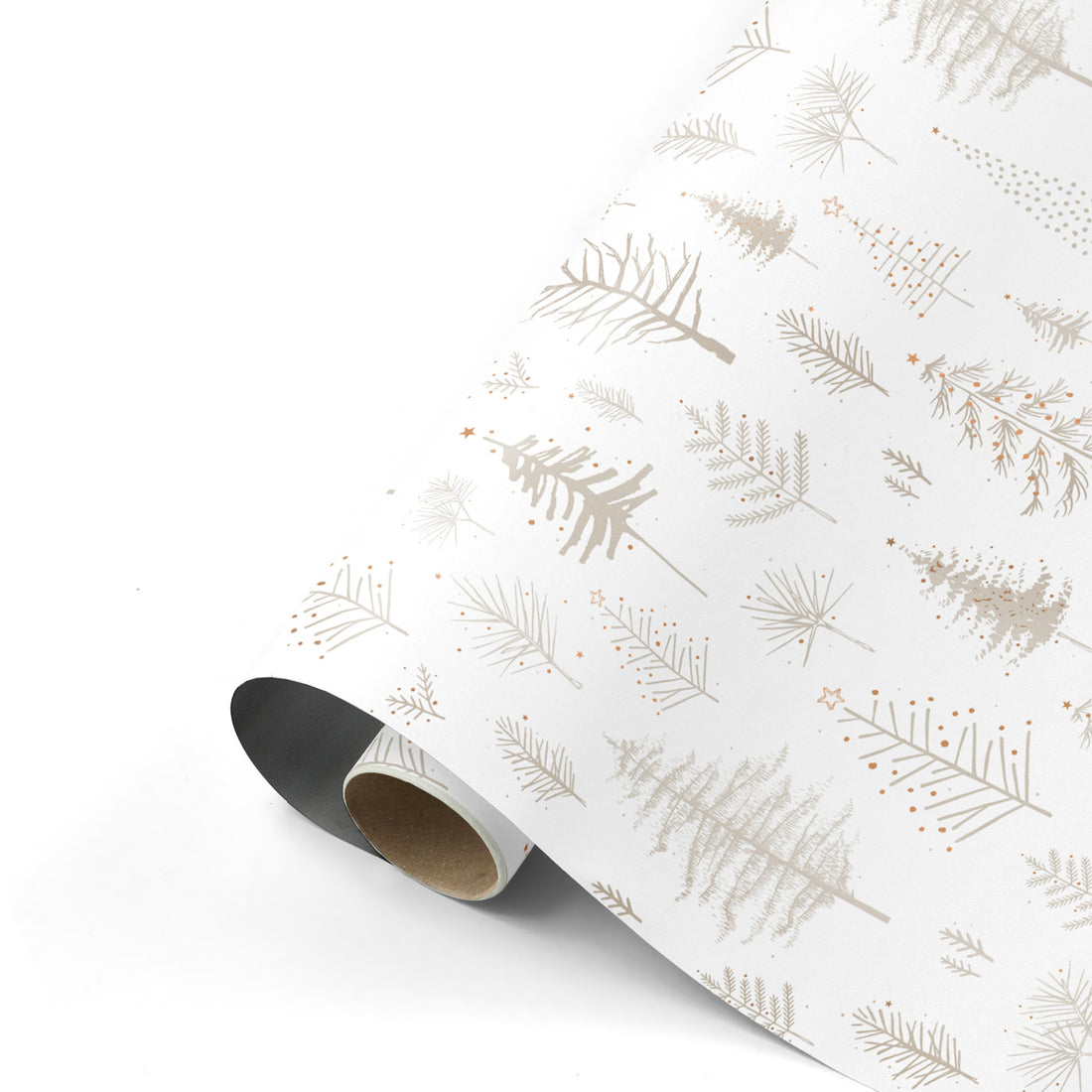 Gift wrapping paper 3 m roll | Pine Trees Champagne