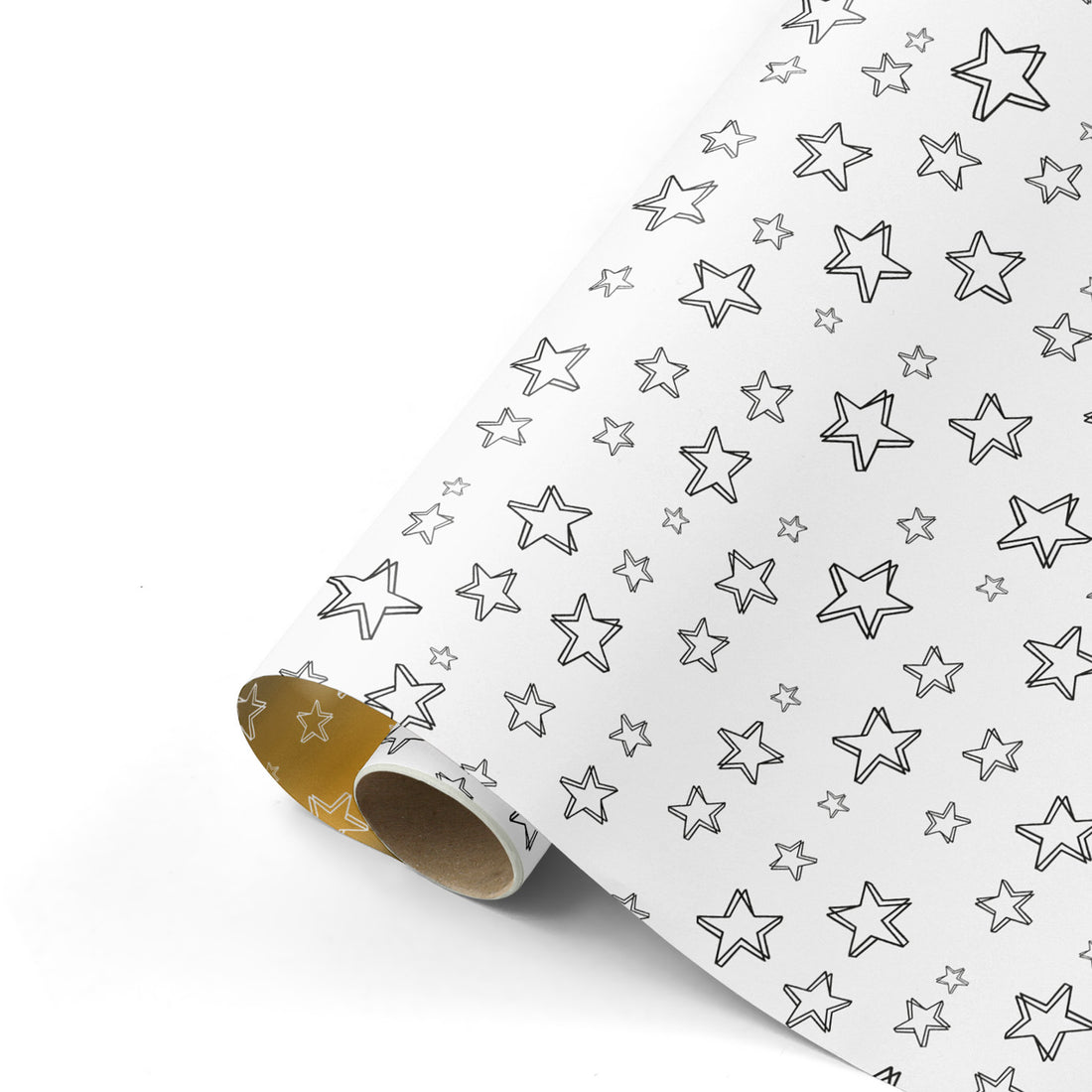 Gift wrapping paper 3 m roll | Stars White
