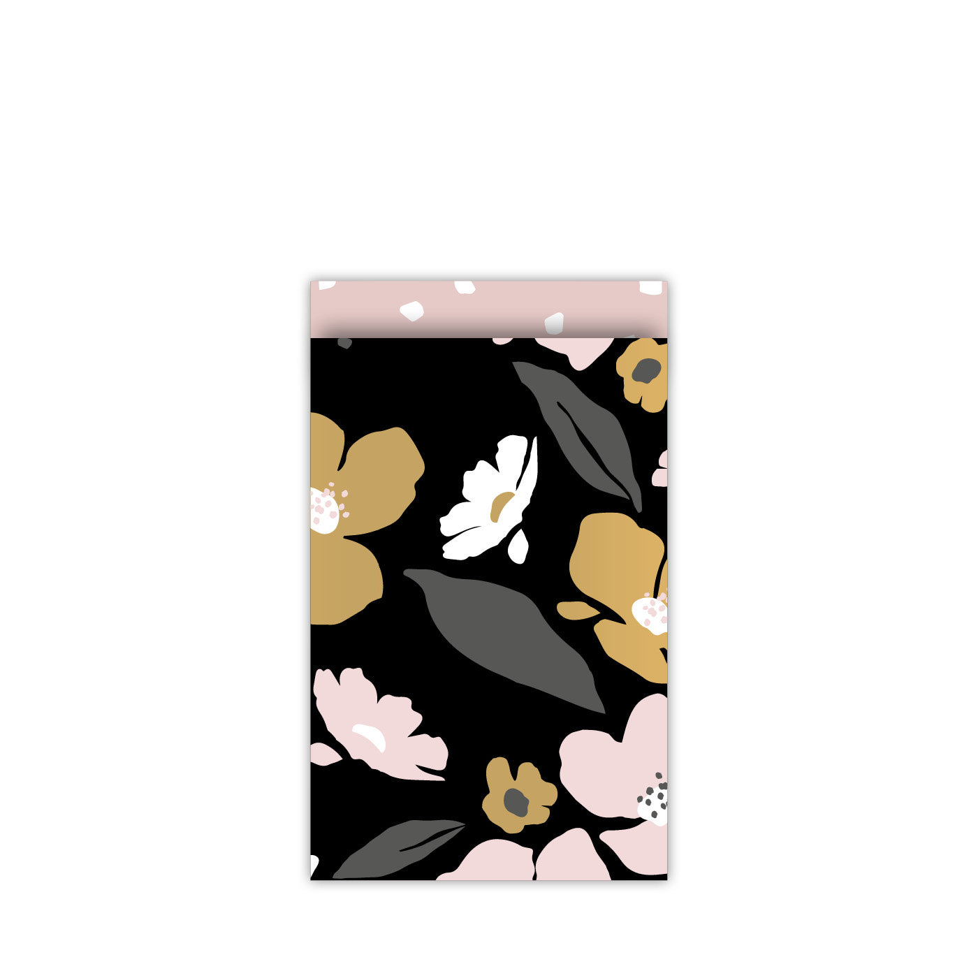 5 Gift Bags Small Flowers | Black &amp;amp; Pink