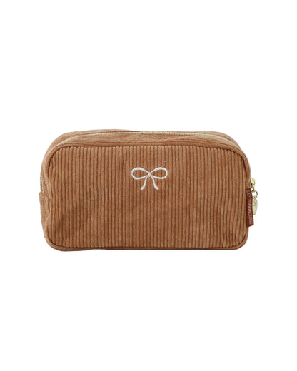 Etui Caramel Rib geborduurde strik - Cosmetic Bag Beige - Stationery &amp; Gift