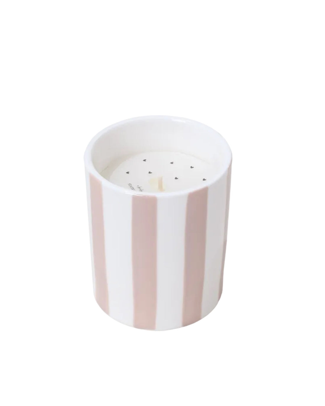 Geurkaars Keramiek Beige wit Streep - Stationery &amp; Gift