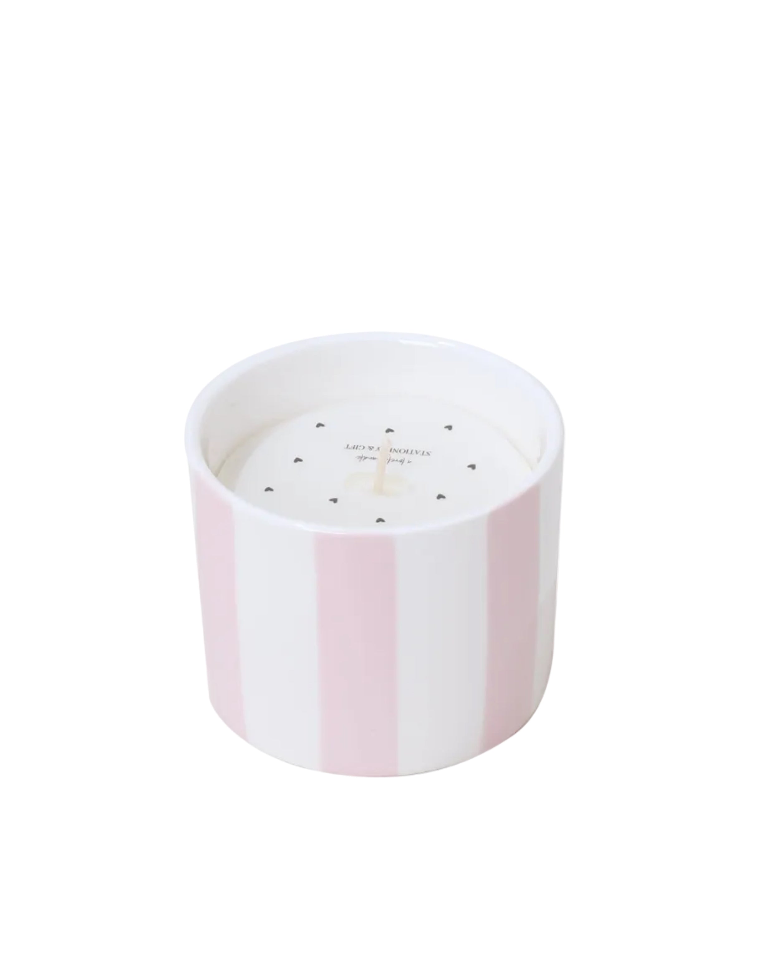 Geurkaars Keramiek Roze Streep - Pink Stripe - Stationery &amp; Gift