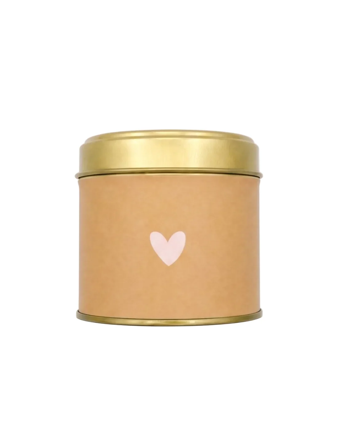 Geurkaars in goud blik - Beige wikkel met roze hartje - Stationery &amp; Gift 