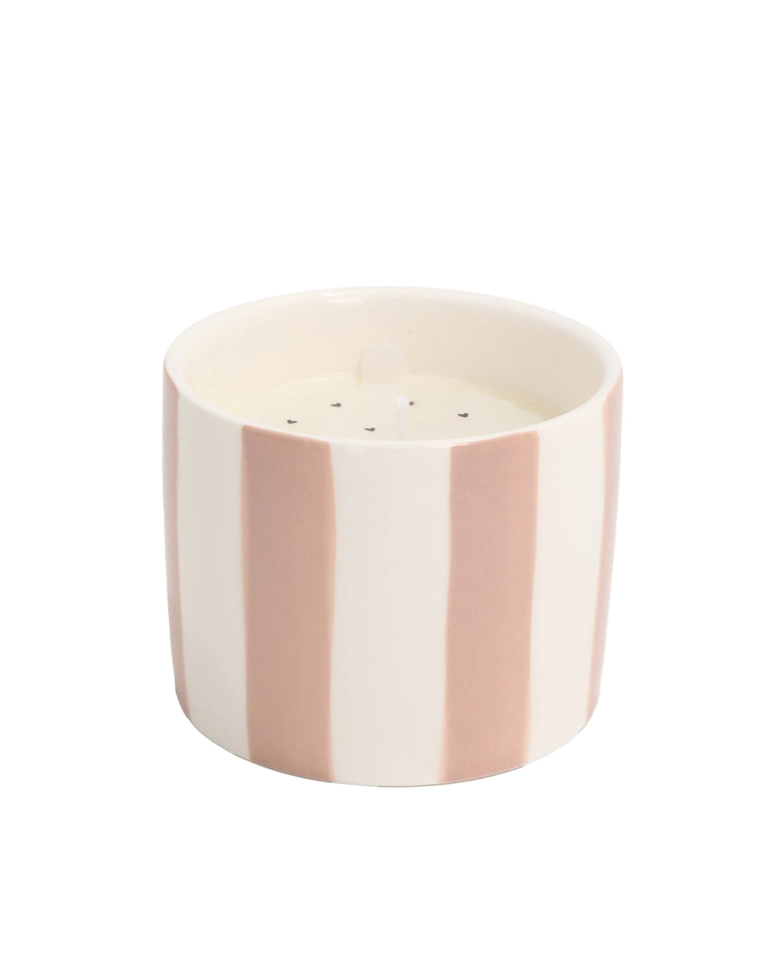 Geurkaars keramiek beige streep - Oud roze strepen - Stationery & Gift