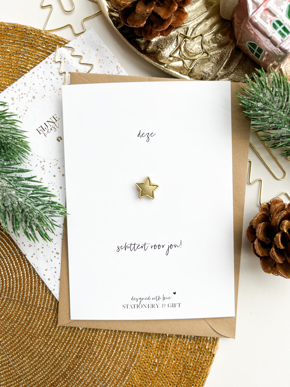 Greeting Card with Pin | This star shines for you | With a star pin (including envelope)