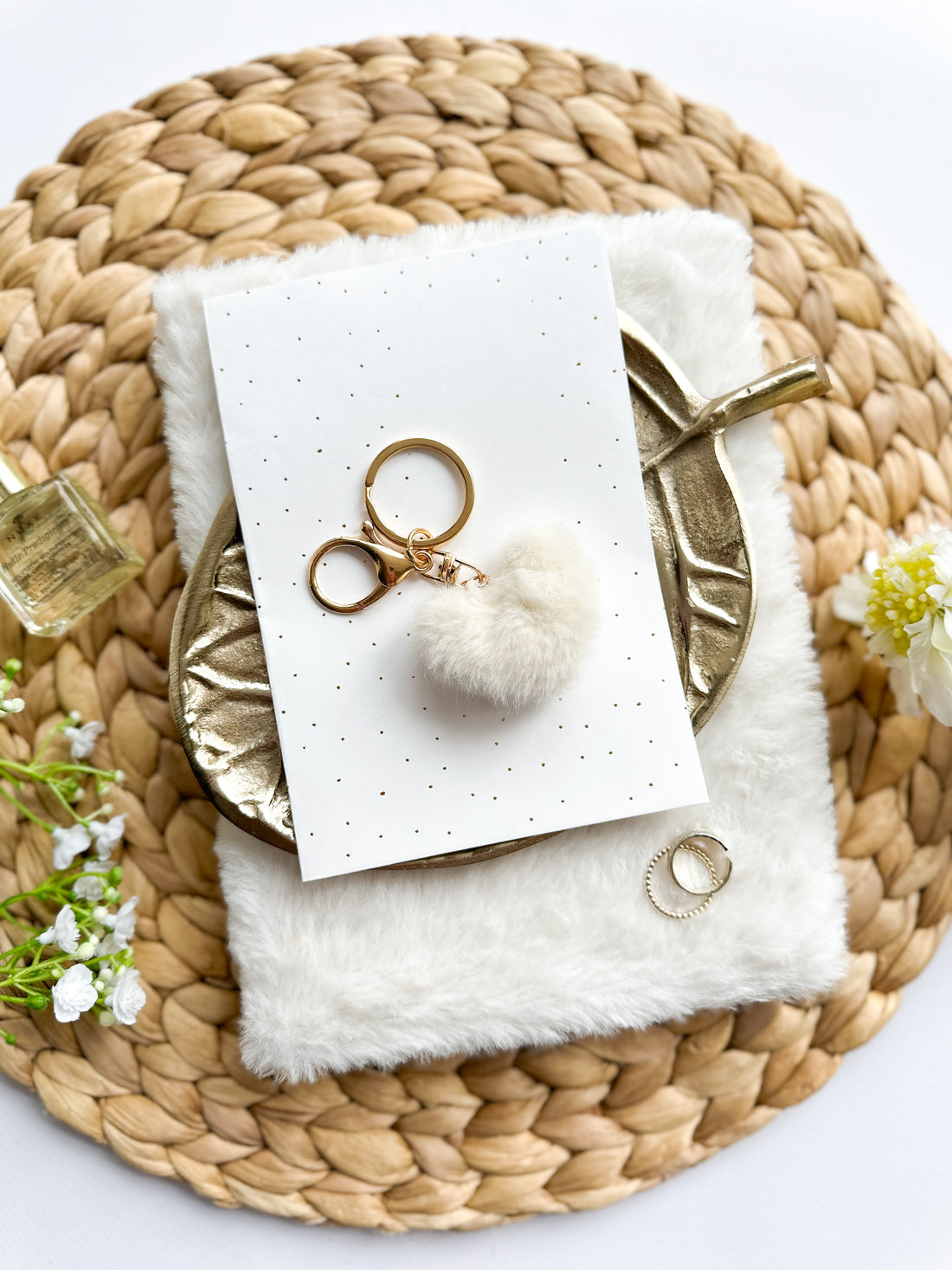 Sleutelhanger | Fluffy Hartje | Off White