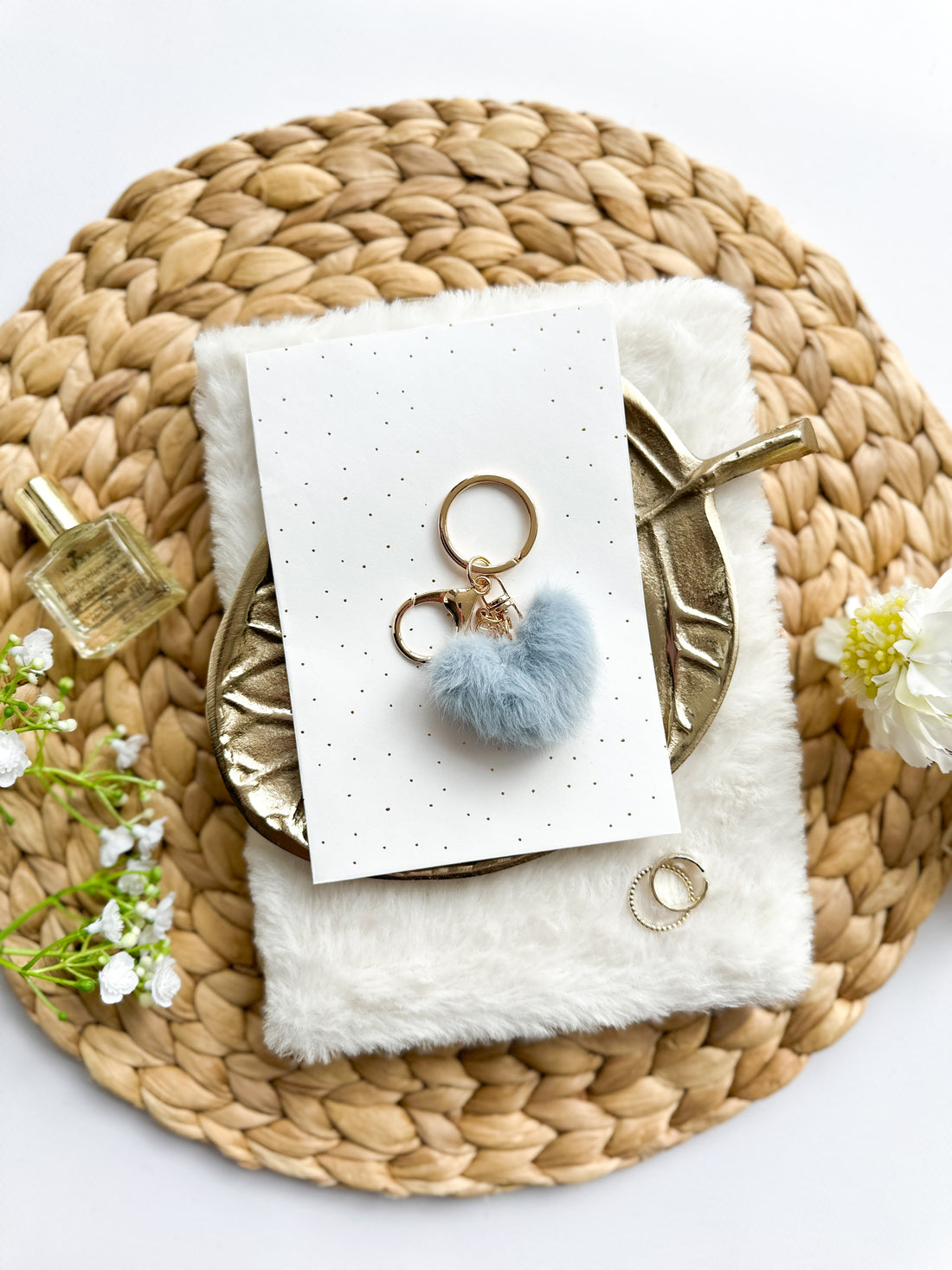 Sleutelhanger | Fluffy Hartje | Blauw
