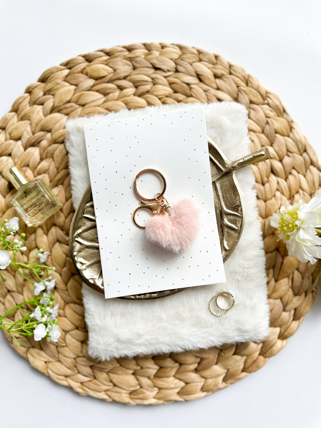 Sleutelhanger | Fluffy Hartje | Roze