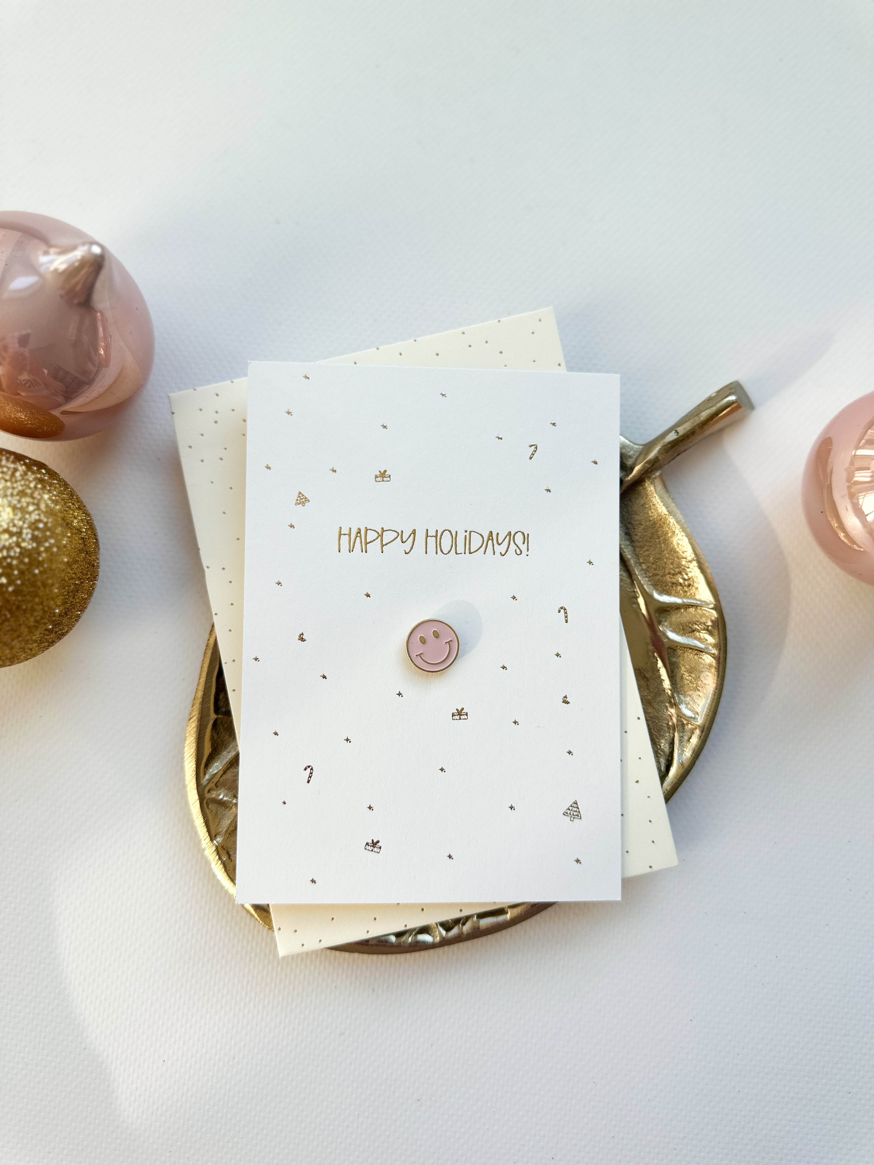 Kerstkaart met Pin | Happy Holidays