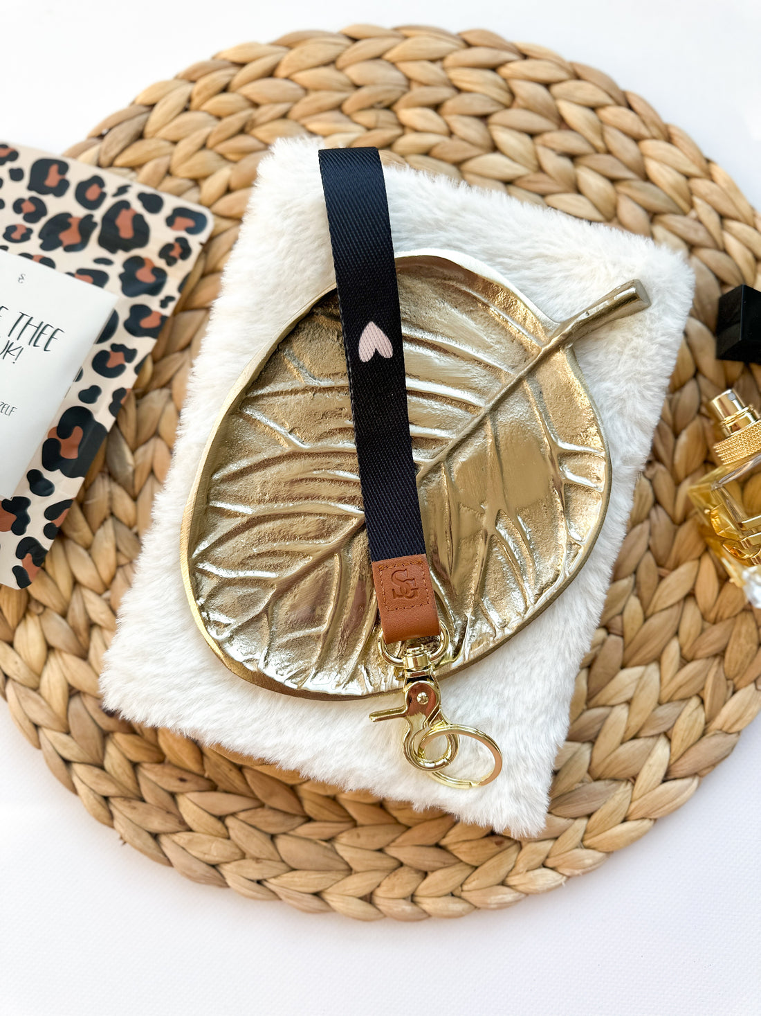 Keycord | Zwart & Beige Hartje