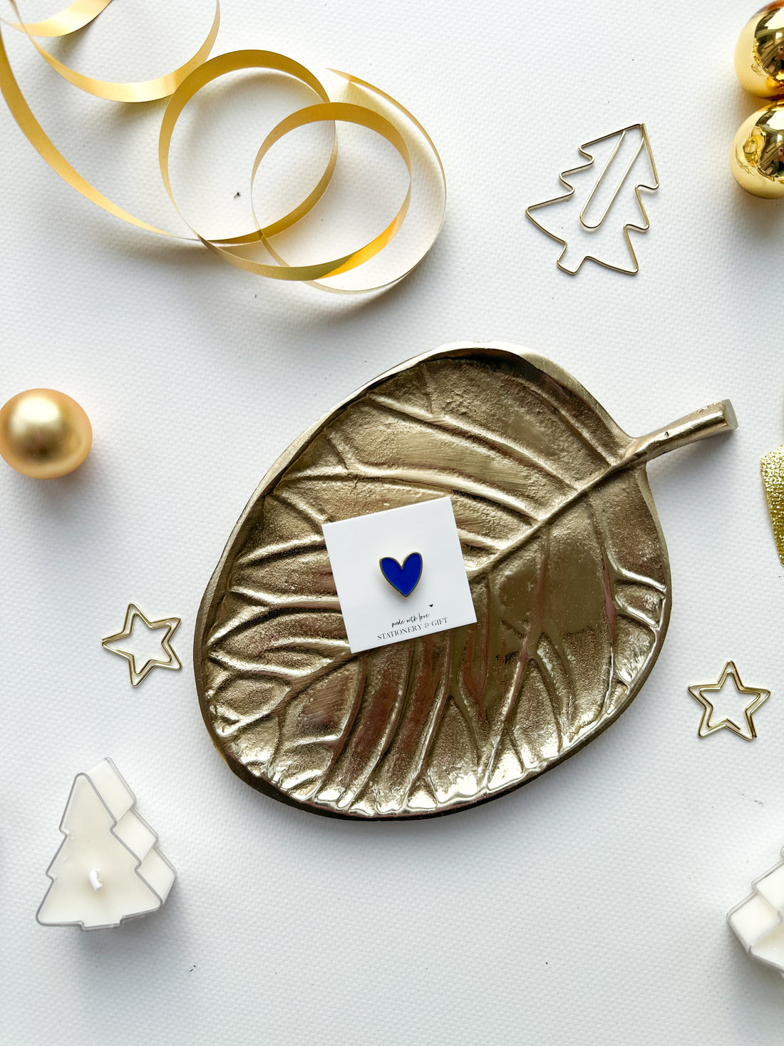 Pin | Mini hartje van goud | Blauw