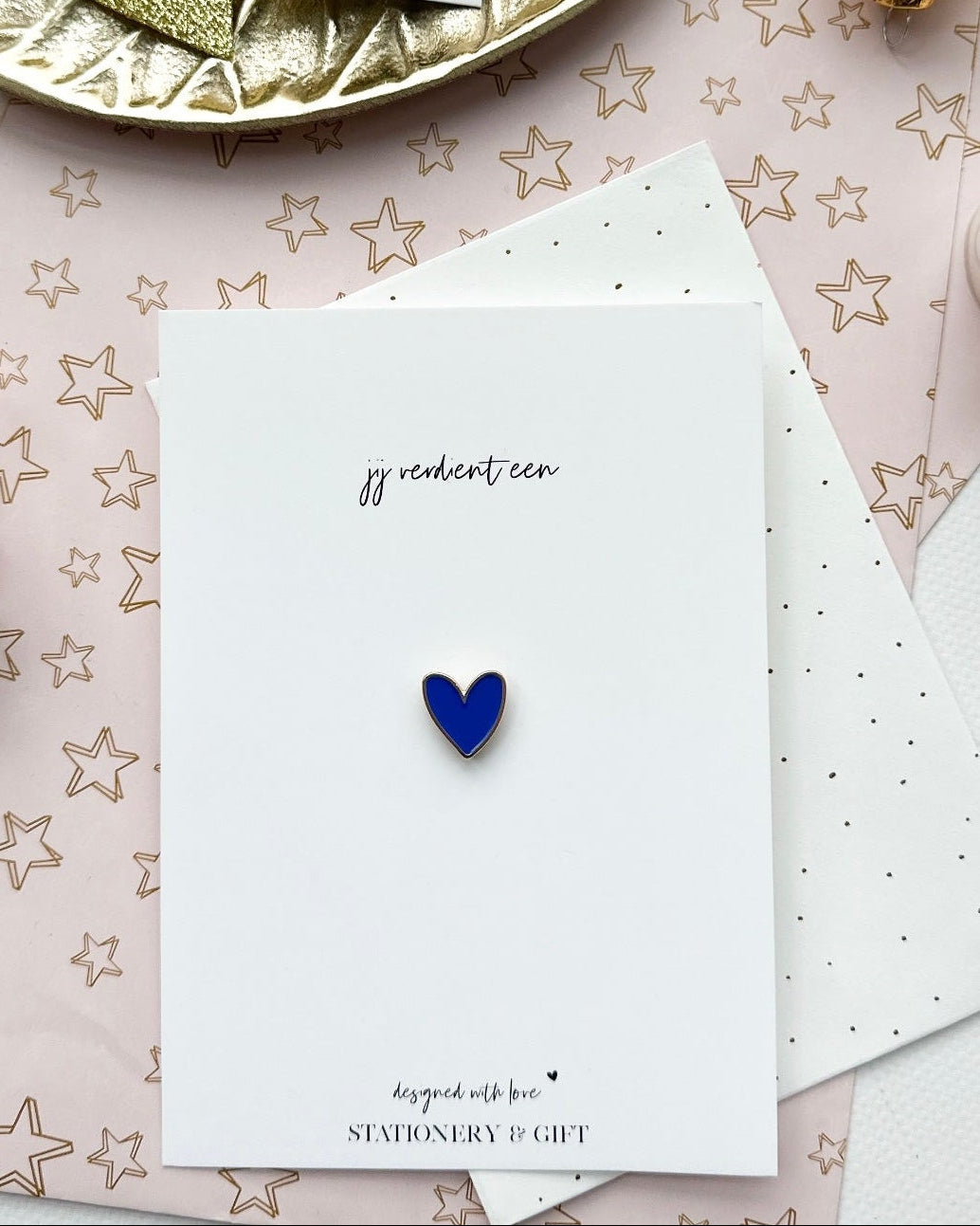 Wenskaart met pin | Jij verdient een hartje | Blauw Hart