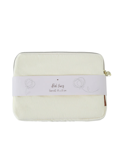 Ipad Hoes - Tablethoes - Vanille ecru off white rib stof - Stationery &amp; Gift