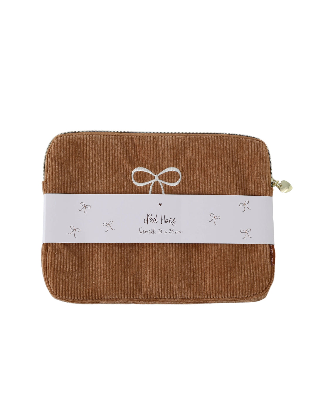 Ipad Hoes - Tablethoes Caramel Rib met strik - Beige - Stationery & Gift